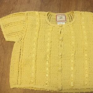 Crocheted  delicate yellow cardigan size fits 4-5
